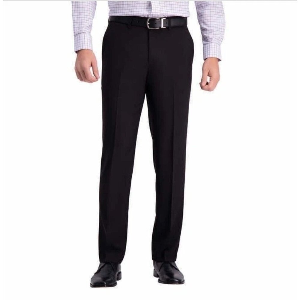 Haggar Men's 30x29 Dress Pants Straight Fit Black Stretch  G1847